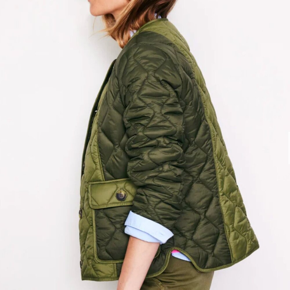Boden Derby Quilted Liner Jacket Relaxed Fit‎ Olive Green 12 - Picture 3 of 9